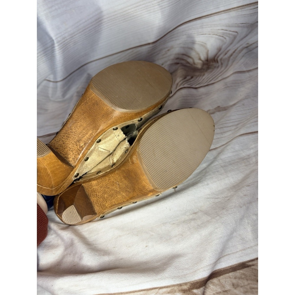 Vintage Y2K CYD 8M Gold Leather Clog Heels Studded Made in‎ Brazil - Picture 5 of 6